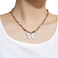 New Chinese Retro Butterfly Necklace, Beaded Bamboo Joint Cloud Pendant Collarbone Chain Set view 5