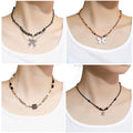 New Chinese Retro Butterfly Necklace, Beaded Bamboo Joint Cloud Pendant Collarbone Chain Set view 1
