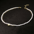 French Vintage Double Layer Pearl Necklace Niche Bow Collarbone Chain Heart Pendant Jewelry For Women view 4