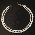 French Vintage Double Layer Pearl Necklace Niche Bow Collarbone Chain Heart Pendant Jewelry For Women view 3