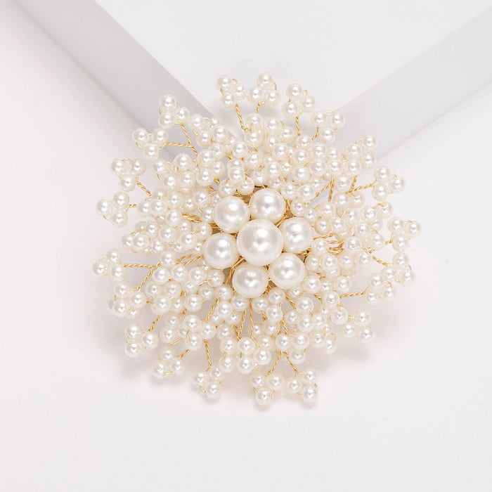 Alloy Faux Pearl Snowflake Brooch Pin For Elegant Coat Decoration