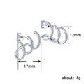 Three Claw Curved Line Stud Earrings, Light Luxury Minimal Unisex Ear Jewelry For Men And Women view 3