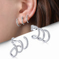 Three Claw Curved Line Stud Earrings, Light Luxury Minimal Unisex Ear Jewelry For Men And Women view 1