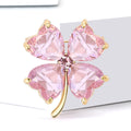 Metal Alloy Crystal Glass Four Leaf Clover Brooch For Garment Decoration view 2