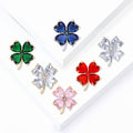 Metal Alloy Crystal Glass Four Leaf Clover Brooch For Garment Decoration view 3