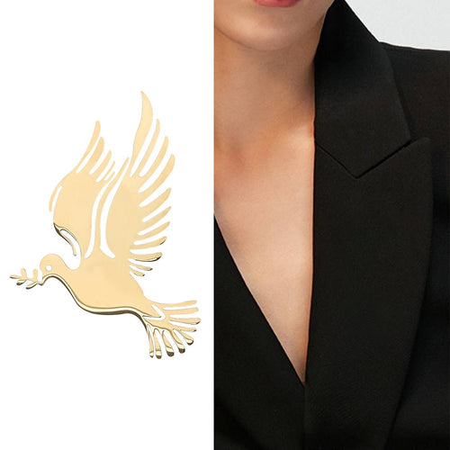 Stainless Steel Peace Dove Brooch Pin For Creative Clothing Accessories