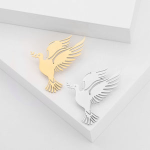 Stainless Steel Peace Dove Brooch Pin For Creative Clothing Accessories