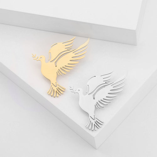 Stainless Steel Peace Dove Brooch Pin For Creative Clothing Accessories