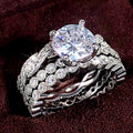 Hot Selling Three Piece Ring Set Wedding Anniversary Memorial Valentine Gift Couple Jewelry view 3