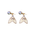 Light Luxury Faux Pearl Zircon Mermaid Fishtail Drop Earrings With Silver Posts view 5