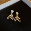 Light Luxury Faux Pearl Zircon Mermaid Fishtail Drop Earrings With Silver Posts view 4