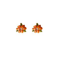 Elegant French Enamel Gardenia Flower Leaf Studs With Pearl Accent Silver Needle Alloy Earrings view 5