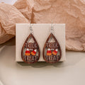 Vintage Halloween Pumpkin Ghost Teardrop Wooden Alloy Hook Cartoon Trick Or Treat Gothic Dangle Earrings view 3