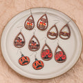Vintage Halloween Pumpkin Ghost Teardrop Wooden Alloy Hook Cartoon Trick Or Treat Gothic Dangle Earrings view 1