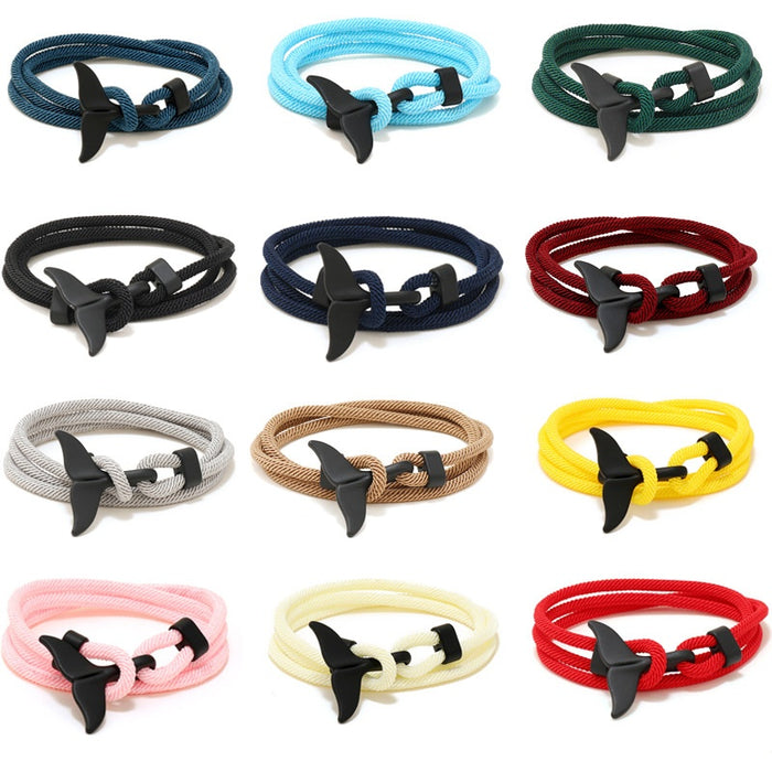 Ocean Style Whale Tail Milan Cord Red Braided Bracelet For Couples Lucky Year Jewelry