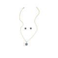 Elegant Gold Tone Alloy Blue Evil Eye Round Stud And Pendant Necklace Jewelry Set For Women Earrings view 5