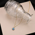 Elegant Gold Tone Alloy Blue Evil Eye Round Stud And Pendant Necklace Jewelry Set For Women Earrings view 3
