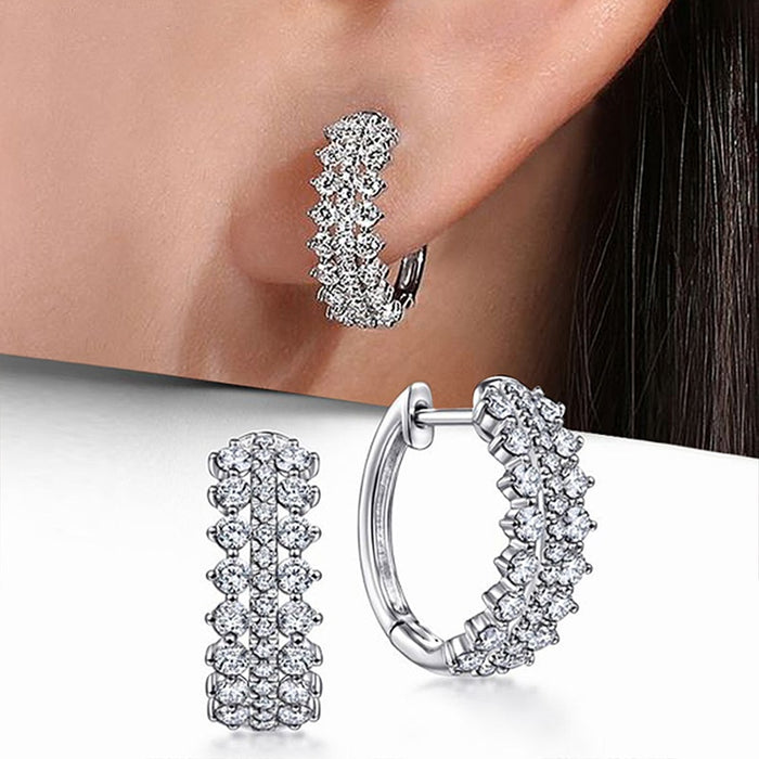 Minimalist Cool Girl Zircon Small Hoop Earrings, Niche Design Ear Cuff Style Jewelry