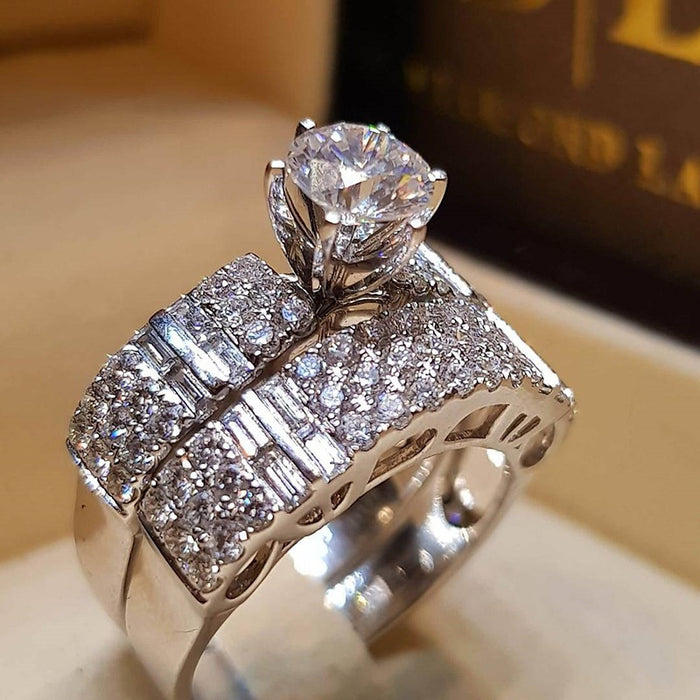 New Fashion Women's Zircon Engagement Ring, European American Birthday Gift Bridal Jewelry
