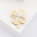 Stainless Steel Four Leaf Clover Brooch For Clothing Decoration view 3