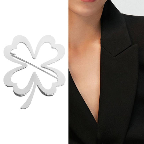 Stainless Steel Four Leaf Clover Brooch For Clothing Decoration