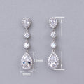 Korean Style Long Sparkling Simple Bridal Water Drop Earrings, Luxury Elegant Drop Earrings view 3