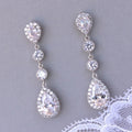 Korean Style Long Sparkling Simple Bridal Water Drop Earrings, Luxury Elegant Drop Earrings view 1