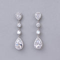 Korean Style Long Sparkling Simple Bridal Water Drop Earrings, Luxury Elegant Drop Earrings view 2
