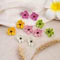 Layered Matte Enamel Flower Studs With Black Rhinestone Centers Elegant Colorful Floral Earrings view 2