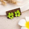 Layered Matte Enamel Flower Studs With Black Rhinestone Centers Elegant Colorful Floral Earrings view 4