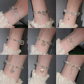 Fresh Minimalist Cat Eye Stone Heart Round Charm Beaded Bracelet With Alloy Accents view 3