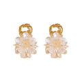 French Vintage Acrylic Flower Stud Earrings With Silver Pins Elegant Lightweight Floral Ear Jewelry view 5
