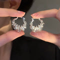 Korean Style Metal Hollow Irregular Circle Hoop Earrings Light Luxury Geometric Line Jewelry view 1