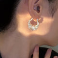 Korean Style Metal Hollow Irregular Circle Hoop Earrings Light Luxury Geometric Line Jewelry view 3