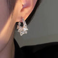Korean Style Metal Hollow Irregular Circle Hoop Earrings Light Luxury Geometric Line Jewelry view 2