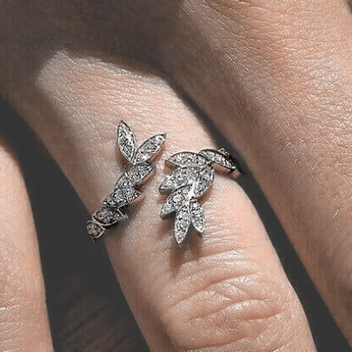 Korean Elegant Open Ring Sweet Floral Leaf Wheat Olive Branch Adjustable Finger Ring For Women