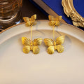 Luxury Gold Alloy Double Butterfly Drop Studs Vintage Palace Style Statement Earrings view 4