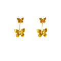 Luxury Gold Alloy Double Butterfly Drop Studs Vintage Palace Style Statement Earrings view 5