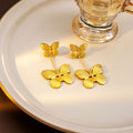 Luxury Gold Alloy Double Butterfly Drop Studs Vintage Palace Style Statement Earrings view 3