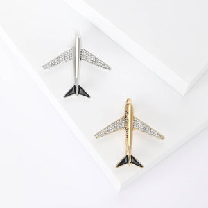 Alloy Rhinestone Airplane Brooch Pin For Men's Suit Accessories
