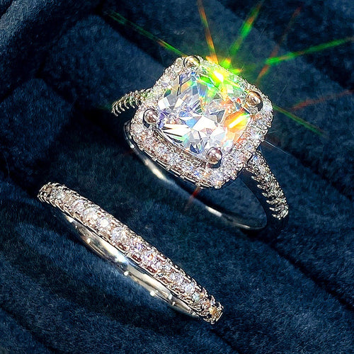 Fashion Zircon Copper Ring Two Piece Set, European American Style Jewelry