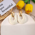 Bohemian Colorful Handwoven Raffia Geometric Hollow Round Alloy Stud Vacation Statement Earrings view 4