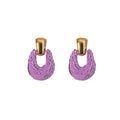 Bohemian Colorful Handwoven Raffia Geometric Hollow Round Alloy Stud Vacation Statement Earrings view 5