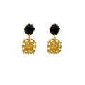 Vintage Palace Style Gold Alloy Lion Totem Drop Studs With Black Flower Acrylic Tops For Women Earrings view 5