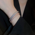 Light Luxury Zircon Alloy Bangle Minimalist Round Fashion Statement Bracelet view 3