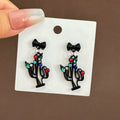 Korean Enamel Moon Butterfly Earrings Geometric Hollow Oval Color Rhinestone Black Heart Drop Earrings view 4