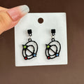 Korean Enamel Moon Butterfly Earrings Geometric Hollow Oval Color Rhinestone Black Heart Drop Earrings view 3