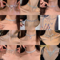 Alloy Rhinestone Teardrop Oval Pendant Necklace For Women, Minimalist Luxe Collarbone Jewelry view 1