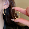 Korean Style Irregular Alloy Hoop Earrings With Silver Needles, Minimalist Geometric Fashion Jewelry view 3