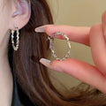 Korean Style Irregular Alloy Hoop Earrings With Silver Needles, Minimalist Geometric Fashion Jewelry view 4